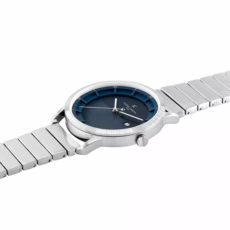 Relógio de homem Pierre Cardin CLC.6005 43mm aço inoxidável quartzo analógico mostrador preto bracelete de pele