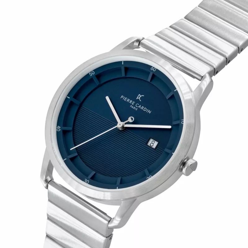 Relógio de homem Pierre Cardin CLC.6005 43mm aço inoxidável quartzo analógico mostrador preto bracelete de pele