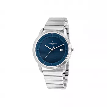 Relógio de homem Pierre Cardin CLC.6005 43mm aço inoxidável quartzo analógico mostrador preto bracelete de pele