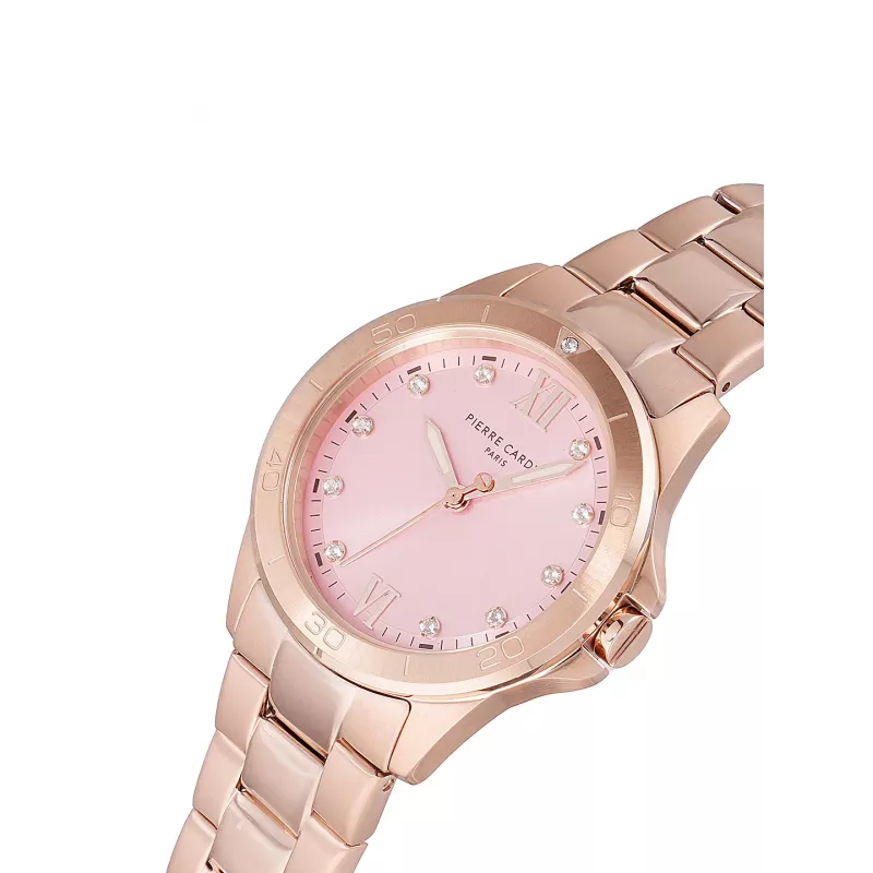 Pierre Cardin relógio de mulher CF.1009.MR.1 quartzo analógico 34mm aço inoxidável dourado rosa