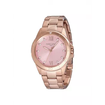 Pierre Cardin relógio de mulher CF.1009.MR.1 quartzo analógico 34mm aço inoxidável dourado rosa