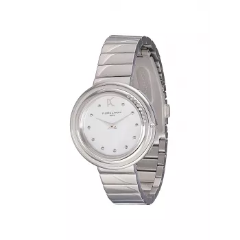 Relógio de mulher Pierre Cardin CF.1010.MS.1 relógio de quartzo analógico 32mm prateado aço inoxidável bracelete mesh milanesa