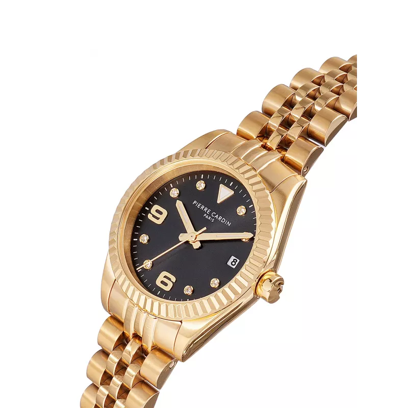Relógio de mulher Pierre Cardin CF.1012.MG.1 quartzo analógico 28mm dourado aço inoxidável