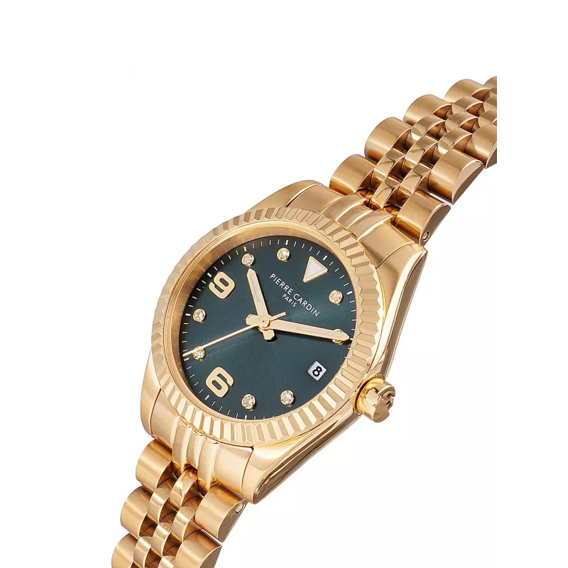 Relógio de mulher Pierre Cardin CF.1012.MG.2 de quartzo analógico 28mm em aço inoxidável tom dourado