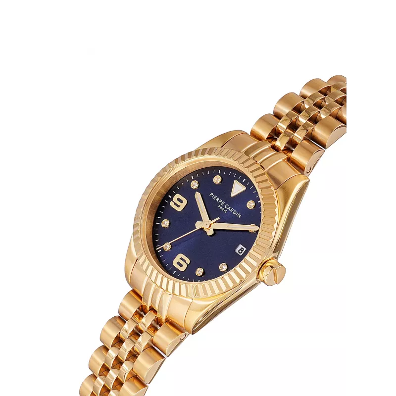 Relógio de mulher Pierre Cardin CF.1012.MG.3 quartzo analógico 28mm mesh em aço inoxidável tom ouro rosa