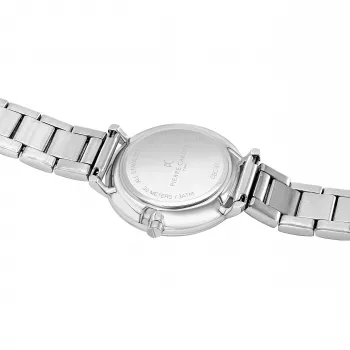 Pierre Cardin Relógio de pulso de quartzo de mulher CBC.5002 32 mm Caixa em aço inoxidável Mostrador branco Bracelete em pele preto