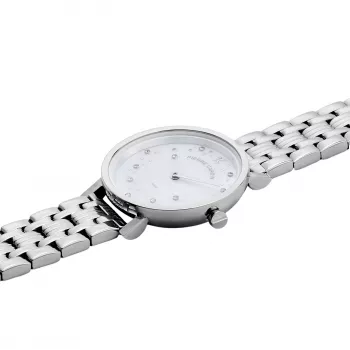 Pierre Cardin Relógio de pulso de mulher quartzo CCM.0550 32 mm caixa de aço inoxidável mostrador prateado bracelete de pele preta