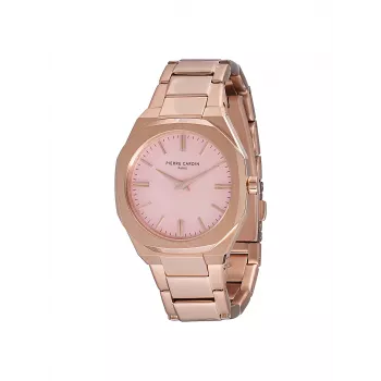 Relógio analógico de quartzo de mulher Pierre Cardin CF.1008.MR 32mm malha de aço inoxidável cor de ouro rosa