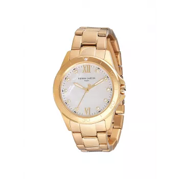 Relógio de quartzo analógico de mulher Pierre Cardin CF.1009.MG.1 34 mm dourado aço inoxidável