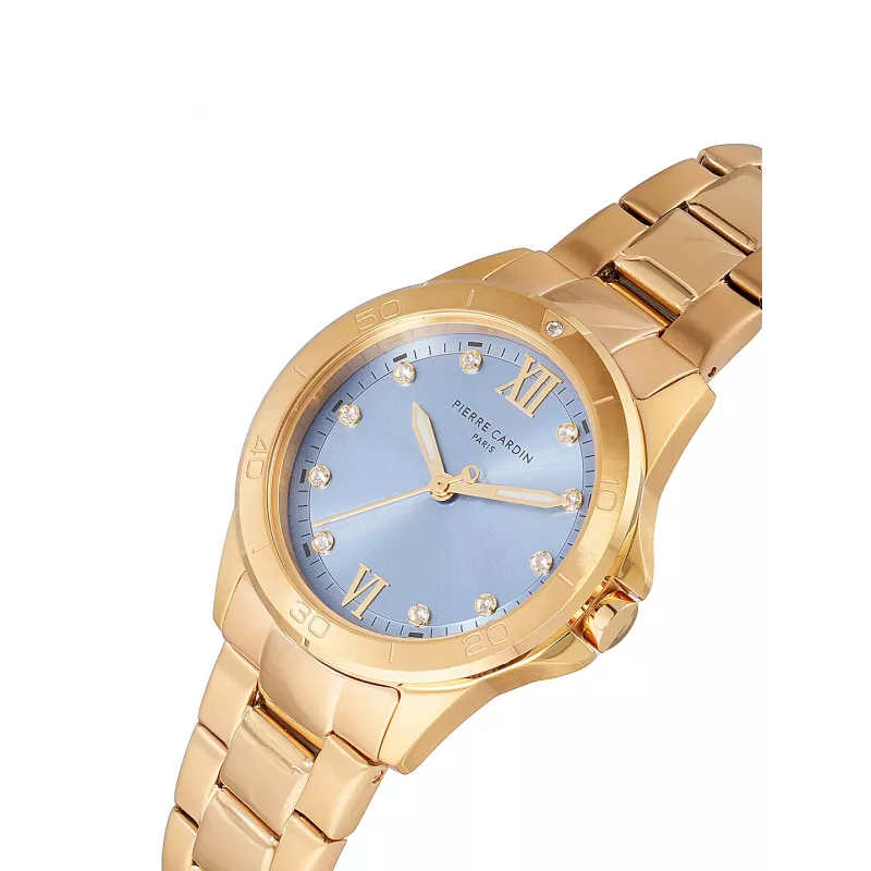 Pierre Cardin Mulher Relógio de quartzo analógico CF.1009.MG.2 - 34mm Bracelete de malha de aço inoxidável tom dourado