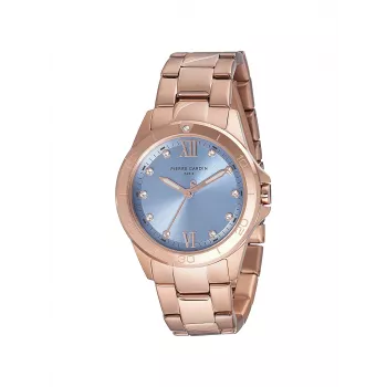 Relógio de quartzo analógico de mulher Pierre Cardin CF.1009.MR.2 34mm aço inoxidável rosé bracelete mesh
