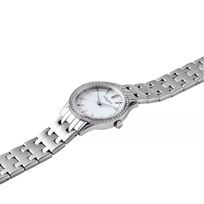 Relógio de quartzo de mulher Pierre Cardin CF.0611.SJ prateado aço inoxidável malha 30mm