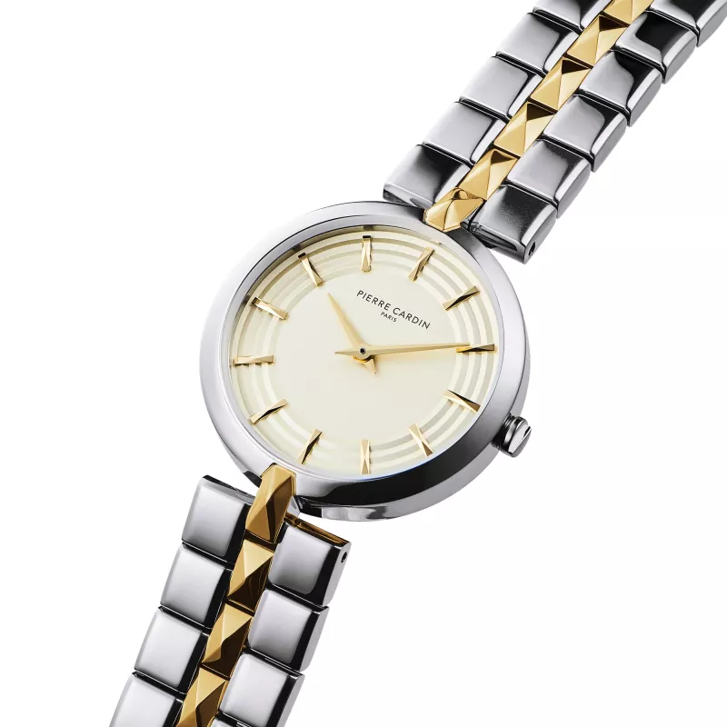 Pierre Cardin relógio de quartzo para mulher CF.0707.SU.G 32mm prata aço inoxidável bracelete milanesa