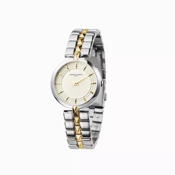 Pierre Cardin relógio de quartzo para mulher CF.0707.SU.G 32mm prata aço inoxidável bracelete milanesa