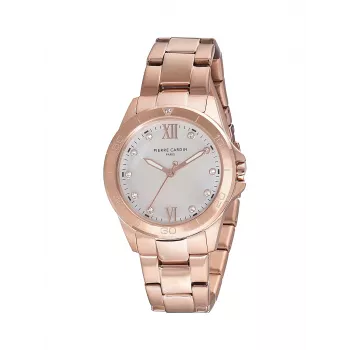 Relógio de mulher Pierre Cardin CF.1009.MR 34mm bracelete de malha milanesa de aço inoxidável quartzo analógico mostrador madrepérola