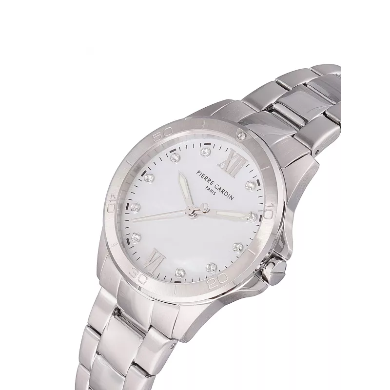 Relógio de mulher Pierre Cardin CF.1009.MS 34mm prateado aço inoxidável quartzo analógico