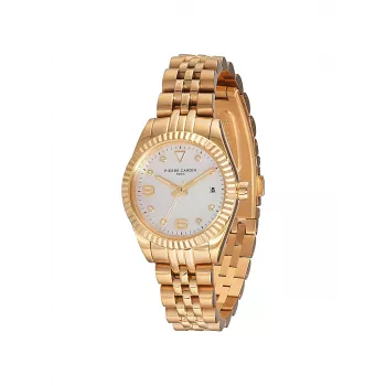 Pierre Cardin relógio de mulher CF.1012.MG 28mm aço inoxidável dourado rosa mesh