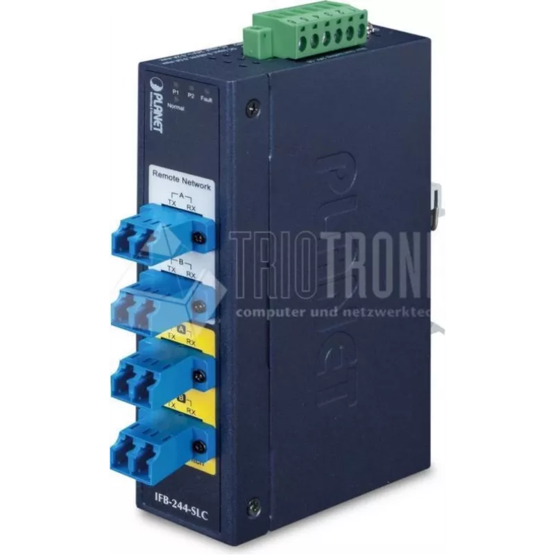 PLANET IFB-244-SLC conversor de suporte industrial 2 canais série para fibra ótica (ST, multimodo, azul)