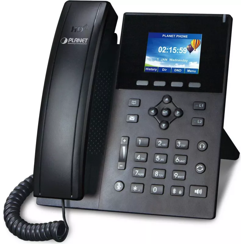 PLANET VIP-1260PT Telefone IP PoE de Alta Resolução com Câmara 3MP, LCD de 6 Linhas, Preto