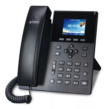 PLANET VIP-1260PT Telefone IP PoE de Alta Resolução com Câmara 3MP, LCD de 6 Linhas, Preto