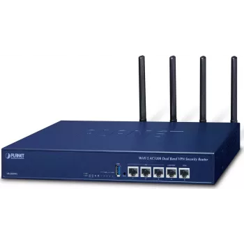 Router de segurança VPN Dual-Band Wi-Fi 5 AC1200 empresarial PLANET VR-300W5 com SD-WAN, firewall, VLAN, QoS, HA e controlador AP