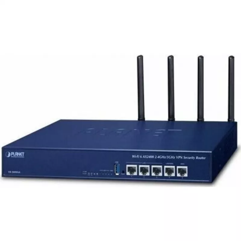 Router Gigabit Dual-Band Wi-Fi 6 AX3000 empresarial PLANET VR-300W6A com VPN, VLAN, QoS, HA, controlador AP, 2x WAN SD-WAN, 3x LAN
