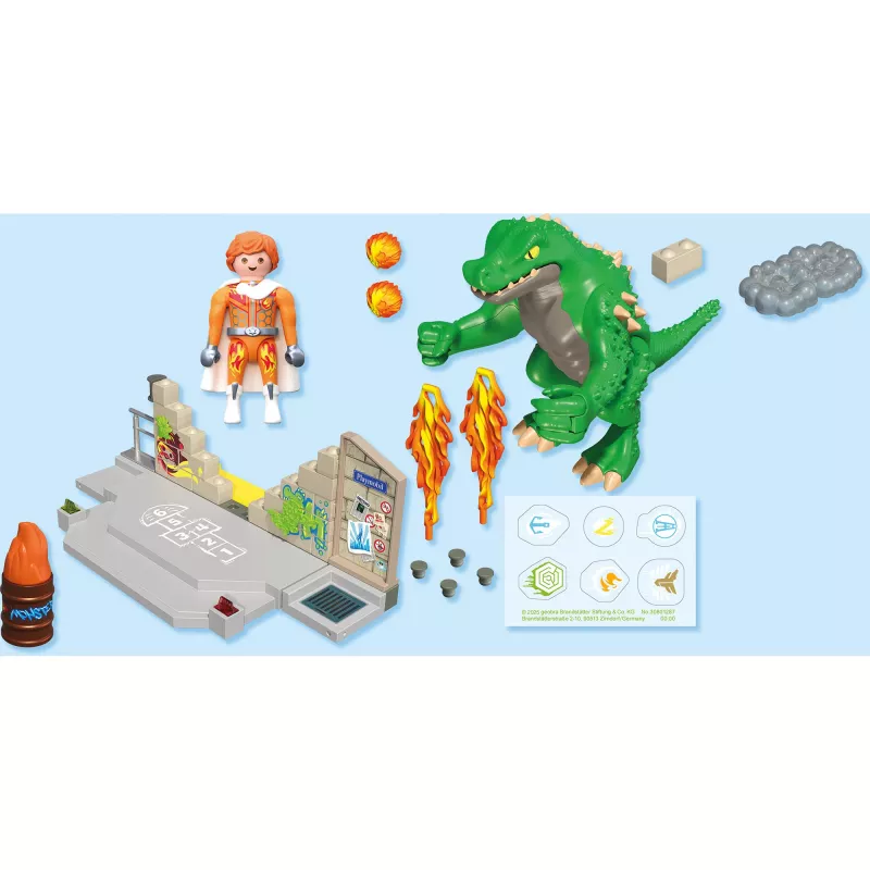 PLAYMOBIL 71831 Dino Rise Heroes: Confronto de Heróis com o Lagarto Gigante Conjunto de Ação e Aventura, Multicolorido