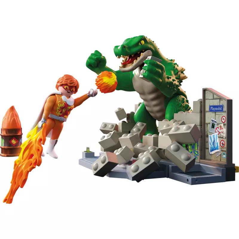 PLAYMOBIL 71831 Dino Rise Heroes: Confronto de Heróis com o Lagarto Gigante Conjunto de Ação e Aventura, Multicolorido