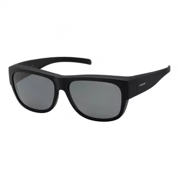 Óculos de sol retangulares unissexo Polaroid Ancillaries PLD9003SDL5 - Armação preta mate, lentes cinzentas polarizadas