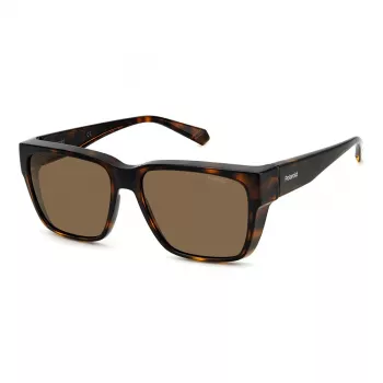 Óculos de sol unissexo Polaroid Ancillaries PLD9018S086 com armação Havana e lentes castanhas polarizadas