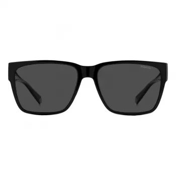 Óculos de sol quadrados unissexo Polaroid Ancillaries PLD9018S08A - armação preta mate, lentes cinzentas polarizadas