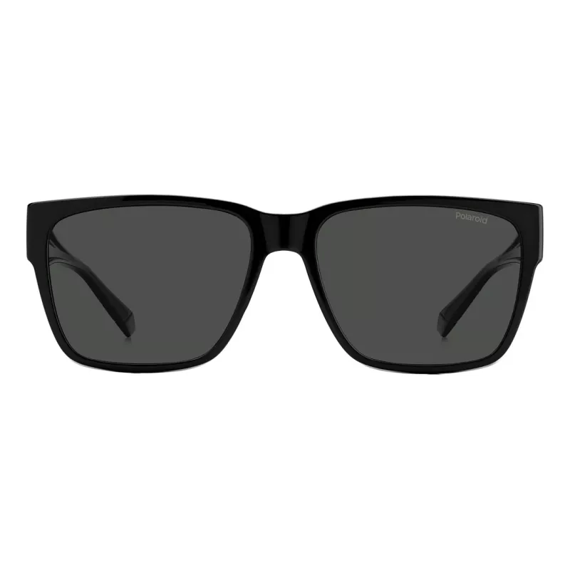 Óculos de sol quadrados unissexo Polaroid Ancillaries PLD9018S08A - armação preta mate, lentes cinzentas polarizadas