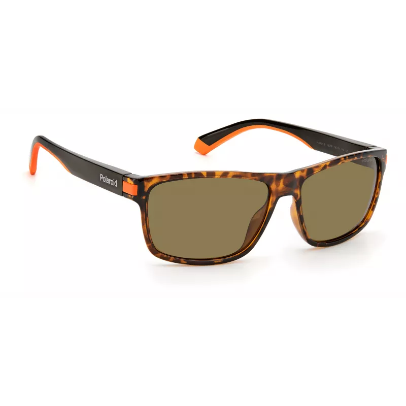 Óculos de sol de homem Polaroid PLD2121SL9G quadrados Havana com lentes verdes polarizadas 58/15/140 mm