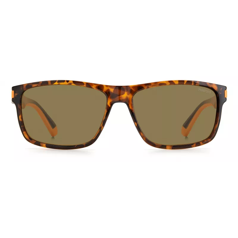 Óculos de sol de homem Polaroid PLD2121SL9G quadrados Havana com lentes verdes polarizadas 58/15/140 mm