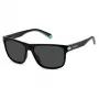 Óculos de sol quadrados de homem Polaroid PLD2123S08A - armação preta, lentes polarizadas cinzentas