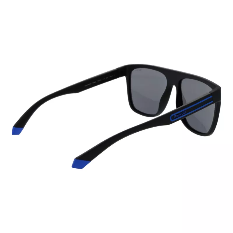 Óculos de sol retangulares polarizados de homem Polaroid PLD 2162/S 560VK - Preto mate/cinzento - 56/16/140 mm