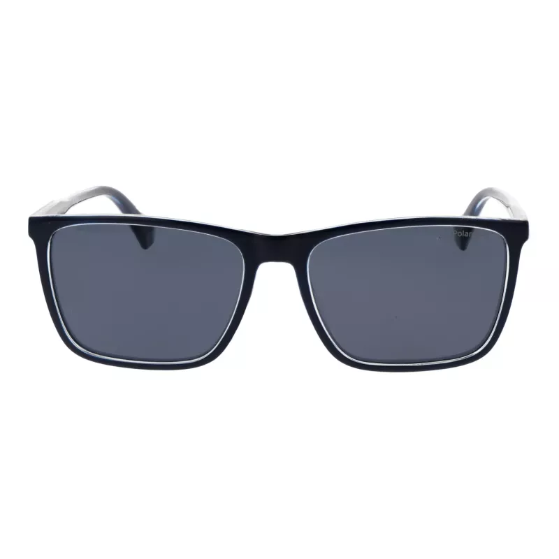 Óculos de sol retangulares de homem Polaroid PLD 4180/S - armação preta lentes polarizadas cinzentas/verdes 58 mm