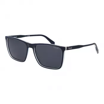 Óculos de sol retangulares de homem Polaroid PLD 4180/S - armação preta lentes polarizadas cinzentas/verdes 58 mm