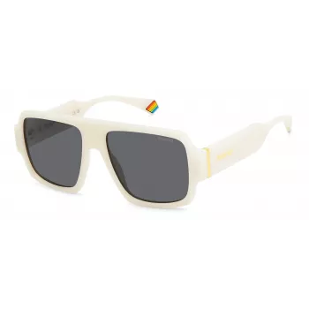 Óculos de sol quadrados unissexo Polaroid PLD 6209/S XVK/6 - armação Havana, lentes cinzentas polarizadas
