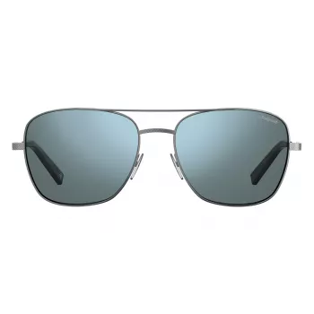 Polaroid PLD2068SX6LB5 Óculos de sol retangulares de homem com lentes polarizadas, preto/cinzento, 58 mm