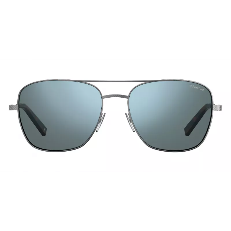 Polaroid PLD2068SX6LB5 Óculos de sol retangulares de homem com lentes polarizadas, preto/cinzento, 58 mm