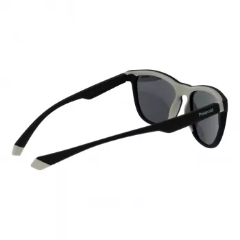 Polaroid PLD2133S08AM9 Óculos de sol retangulares unissexo - armação preta, lentes cinzentas polarizadas, 56 mm