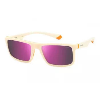 Óculos de sol retangulares de homem Polaroid PLD2134SIXN - armação preta lentes cinzentas 56mm