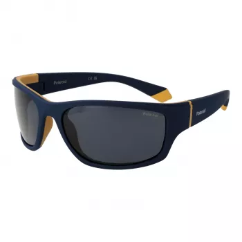 Óculos de sol retangulares de homem Polaroid PLD2135S642FN - armação preta, lentes polarizadas cinzentas, 65 mm