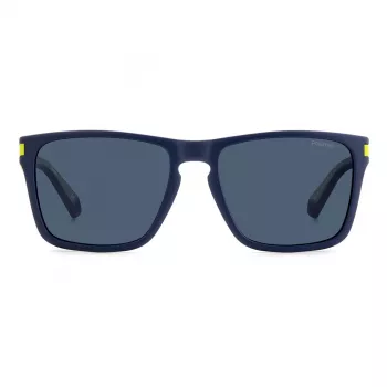 Óculos de sol retangulares Polaroid PLD2139SFLL unissexo - armação preta lentes cinzentas 56mm