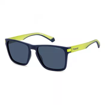 Óculos de sol retangulares Polaroid PLD2139SFLL unissexo - armação preta lentes cinzentas 56mm
