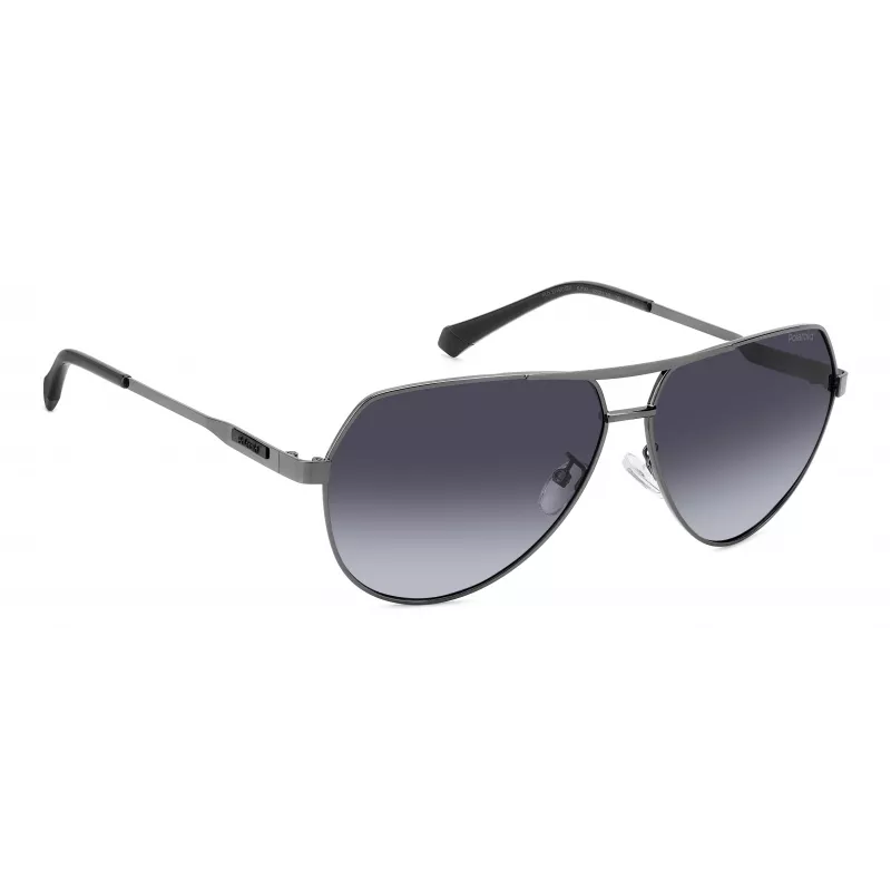 Óculos de sol de homem POLAROID PLD2145GSXKJ1 armação quadrada preta lentes cinzentas polarizadas 62 mm