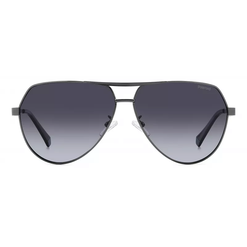 Óculos de sol de homem POLAROID PLD2145GSXKJ1 armação quadrada preta lentes cinzentas polarizadas 62 mm