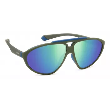 Óculos de sol unissexo POLAROID PLD2151/S Havana com armação verde e lentes polarizadas 62mm