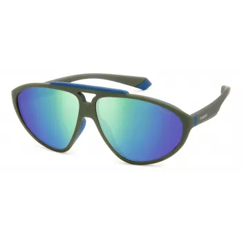 Óculos de sol unissexo POLAROID PLD2151/S Havana com armação verde e lentes polarizadas 62mm